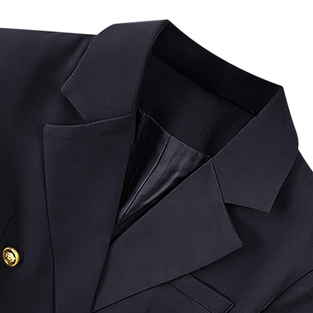 Womens Casual Blazer Jacket Double Breasted Gold Button Long
